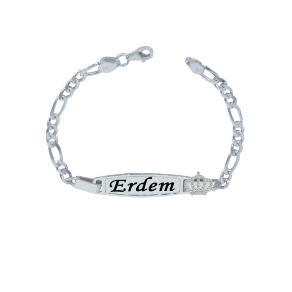 Gümüş Taçlı İsimli Çocuk Bileklik