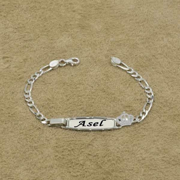 Gümüş Taçlı İsimli Çocuk Bileklik