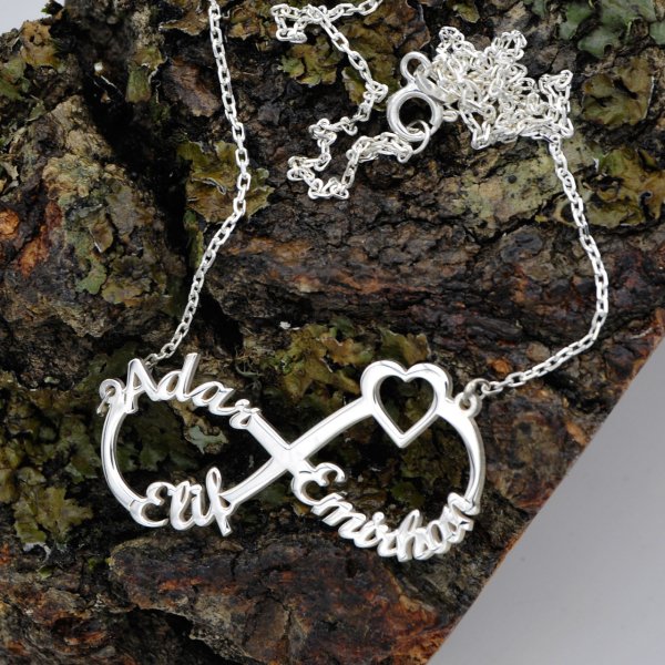 Gümüş Taşsız Sonsuzluk İsimli Kolye