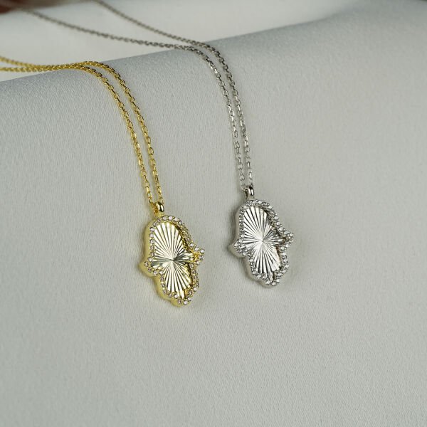 Gümüş Lazer Kalemli El Kolye