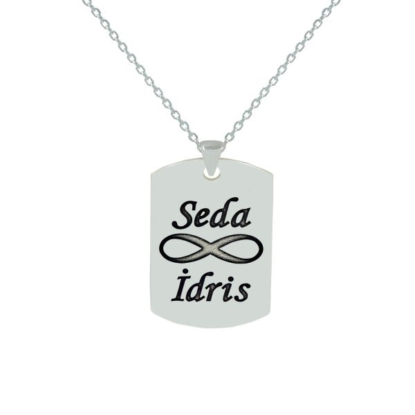 Gümüş Plaka Tasarımlı Asker Künyesi İsimli Kolye