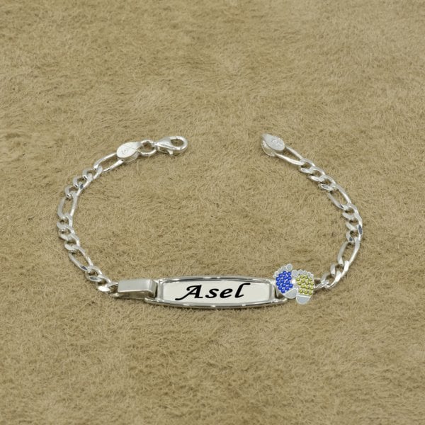 Gümüş Plaka Patikli Çocuk Künyesi