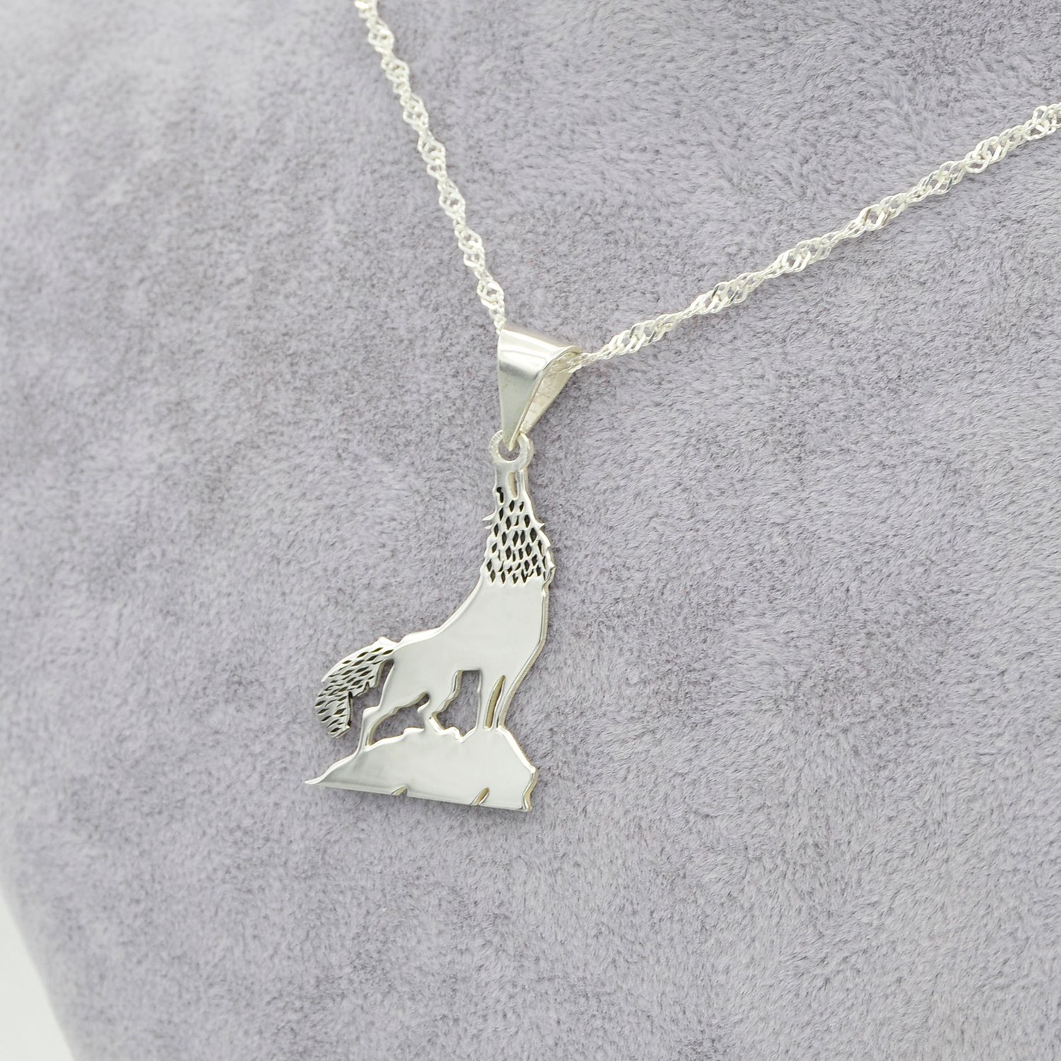 Gümüş Özel Tasarım Kurt Kolye