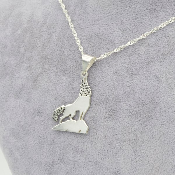 Gümüş Özel Tasarım Kurt Kolye