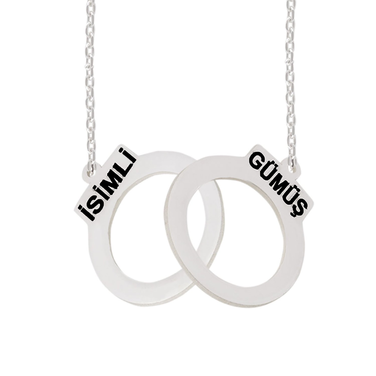 Gümüş Özel Tasarım Kelepçe İsimli Kolye