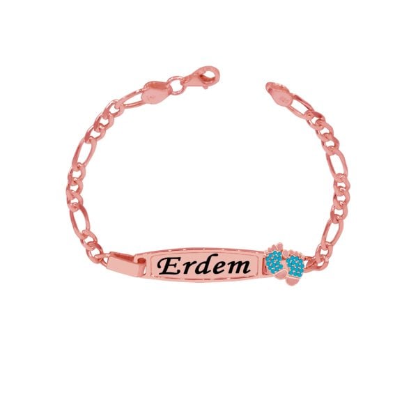 Gümüş Plaka Patikli İsimli Çocuk Bileklik