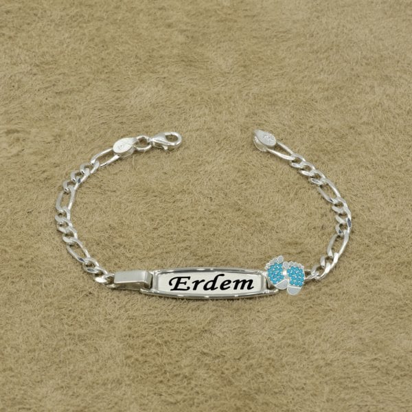 Gümüş Plaka Patikli İsimli Çocuk Bileklik
