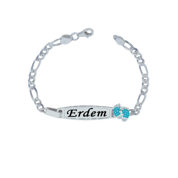 Gümüş Plaka Patikli İsimli Çocuk Bileklik