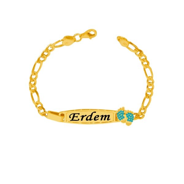 Gümüş Plaka Patikli İsimli Çocuk Bileklik