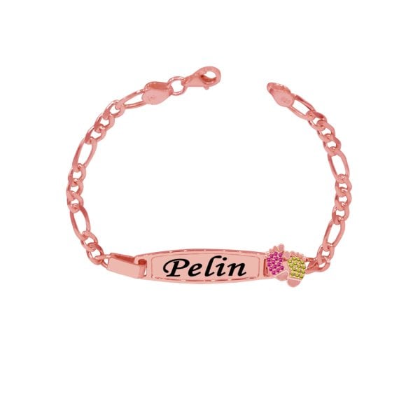 Gümüş Plaka Patikli İsimli Bebek Bileklik