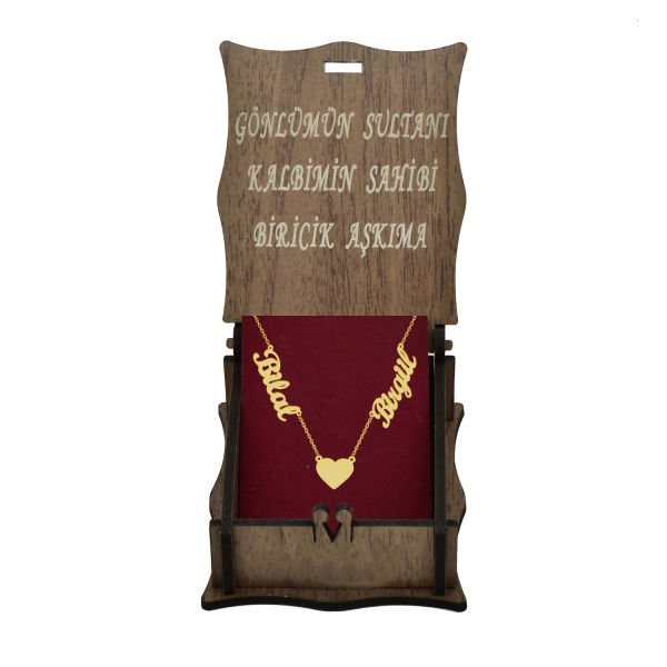 Gümüş Kalpli 2 İsimli Aile Kolyesi