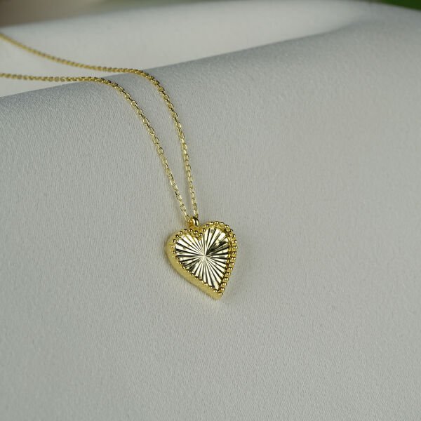 Gümüş Kalemli Kalpli Kolye