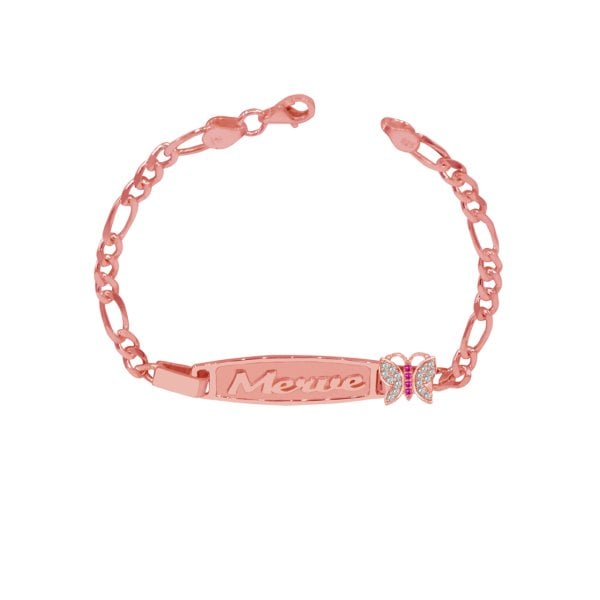 Gümüş Plakalı Kelebekli İsimli Bebek Künye