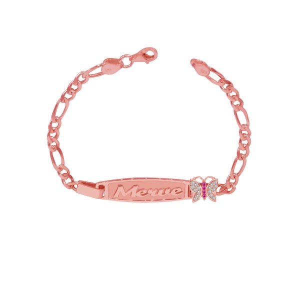 Gümüş Plakalı Kelebekli İsimli Bebek Künye