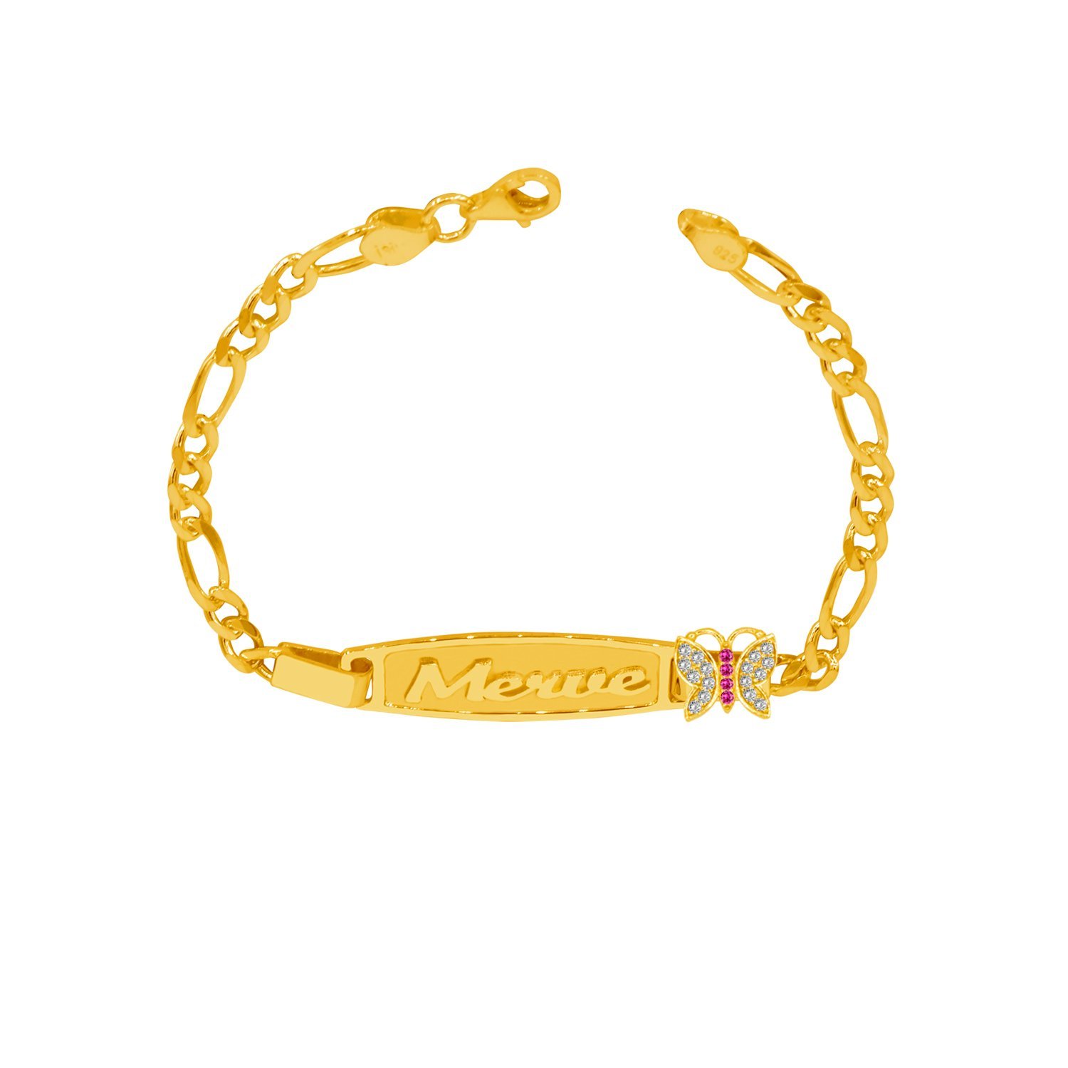 Gümüş Plakalı Kelebekli İsimli Bebek Künye