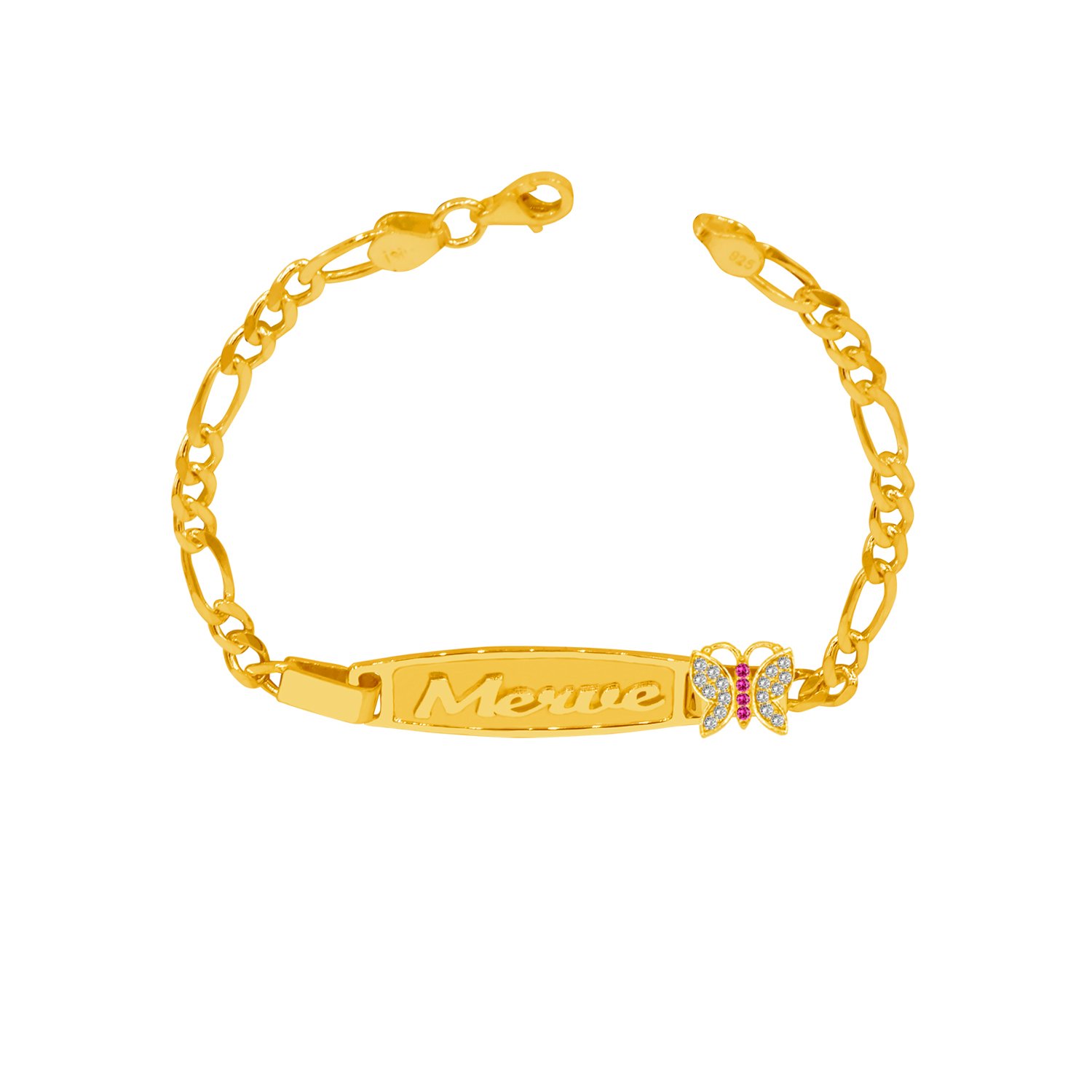 Gümüş Plakalı Kelebekli İsimli Bebek Künye