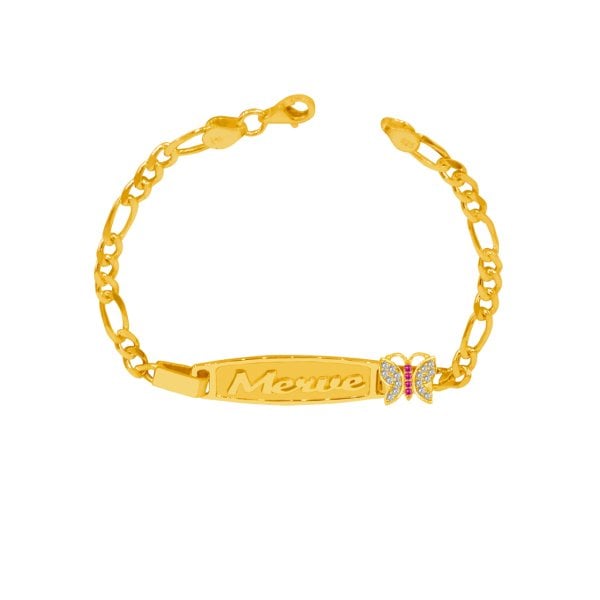 Gümüş Plakalı Kelebekli İsimli Bebek Künye