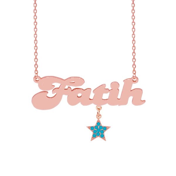 Gümüş Yıldız Sallantılı İsimli Kolye