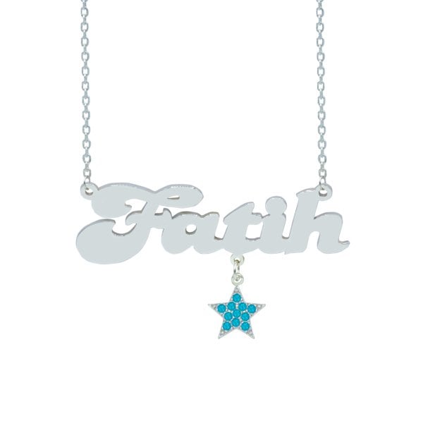 Gümüş Yıldız Sallantılı İsimli Kolye