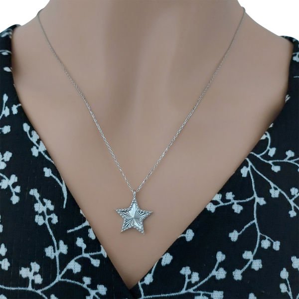 Gümüş Kalemli Yıldız Kolye