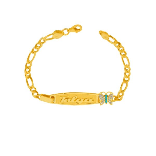 Gümüş Plaka Kelebekli İsimli Çocuk Bileklik