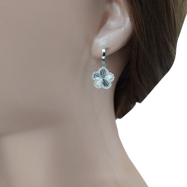 Gümüş Taşlı Kalemli Papatya Küpe