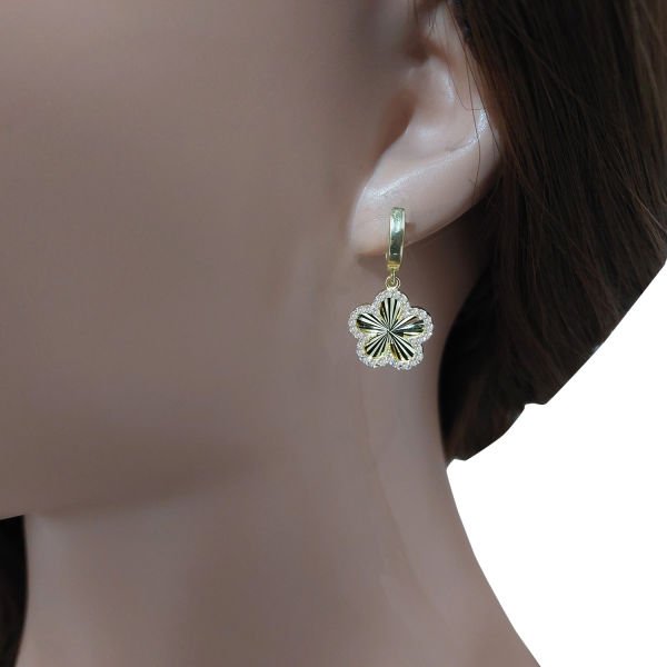 Gümüş Taşlı Kalemli Papatya Küpe