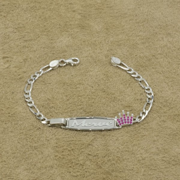 Gümüş Taçlı İsimli Bebek Künyesi