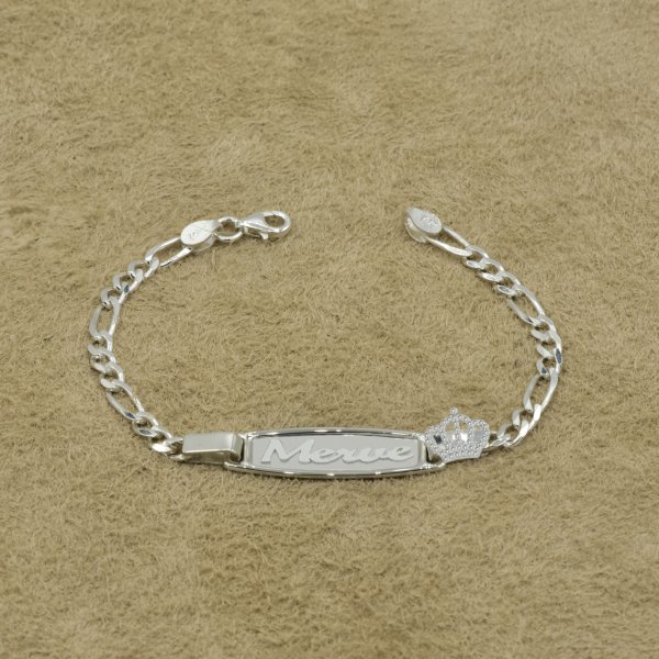 Gümüş Plaka İsimli Bebek Bileklik