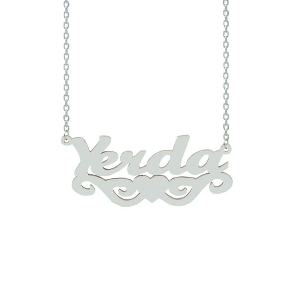 Gümüş Kalpli Melek Kanatlı İsimli Kolye