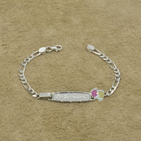 Gümüş Plaka Patikli İsimli Çocuk Bileklik