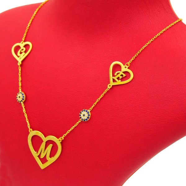 Gümüş Kalpli Özel Tasarım Harfli Kolye