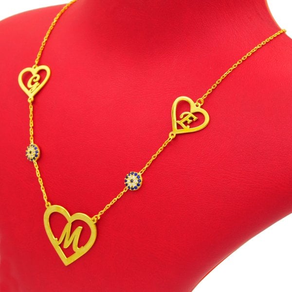 Gümüş Kalpli Özel Tasarım Harfli Kolye