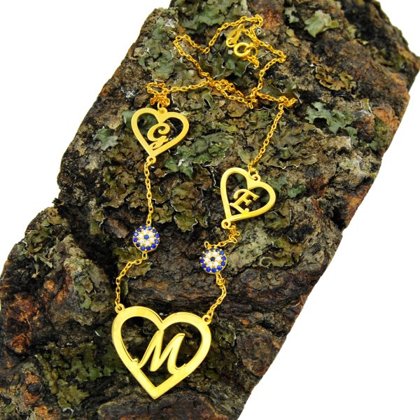 Gümüş Kalpli Özel Tasarım Harfli Kolye