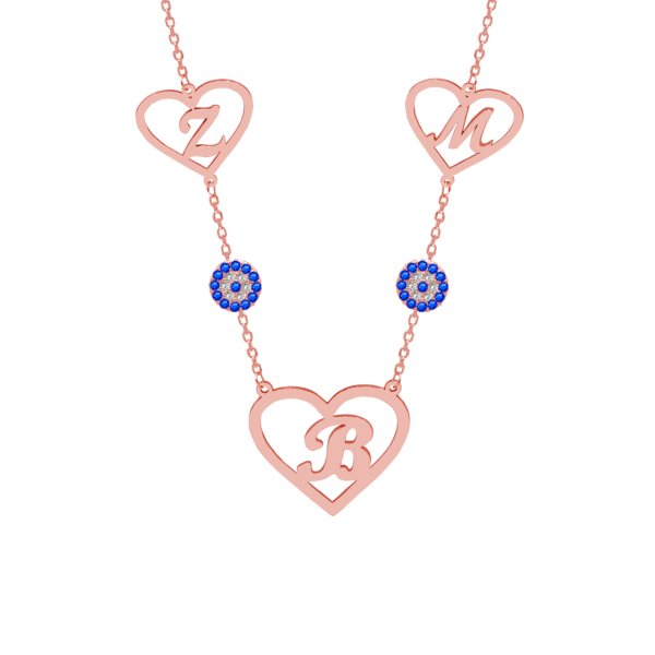 Gümüş Kalpli Özel Tasarım Harfli Kolye