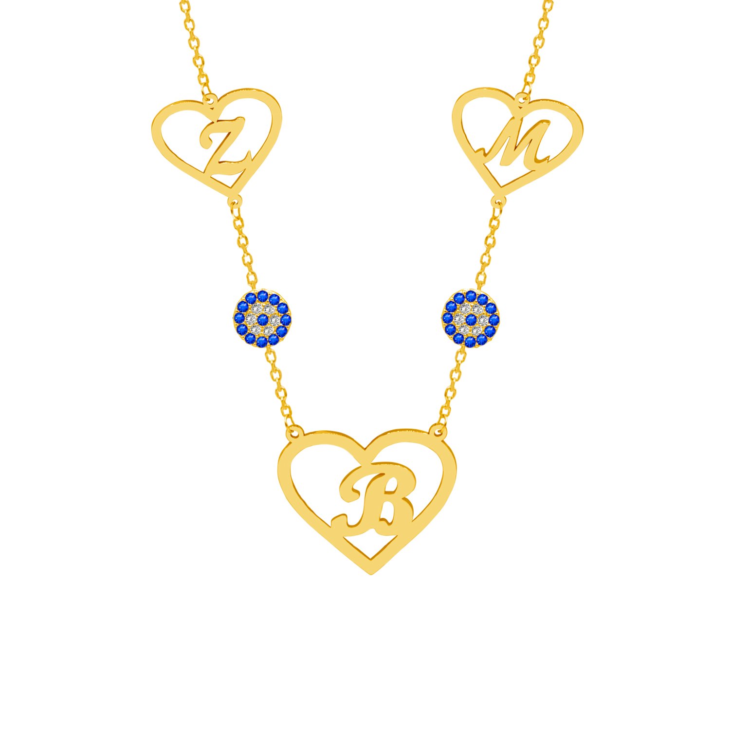 Gümüş Kalpli Özel Tasarım Harfli Kolye