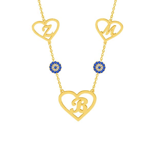 Gümüş Kalpli Özel Tasarım Harfli Kolye