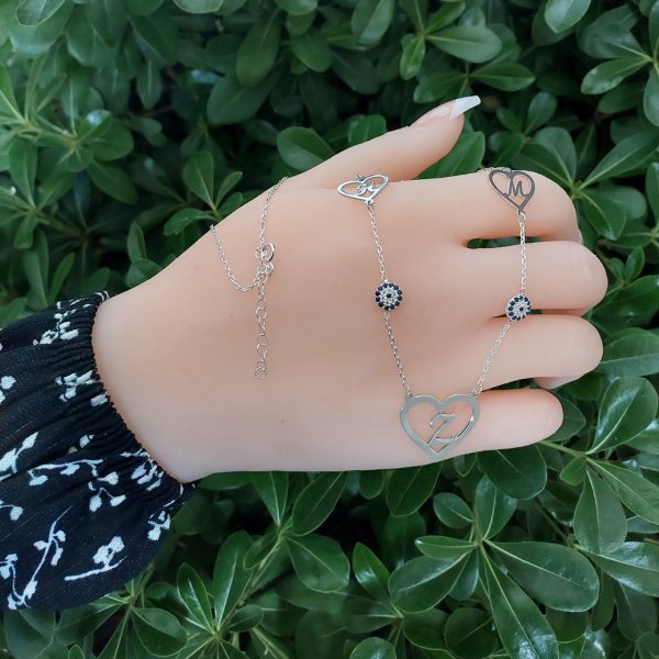 Gümüş Kalpli Özel Tasarım Harfli Kolye