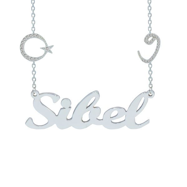 Gümüş Ayyıldız Tuğralı İsimli Kolye