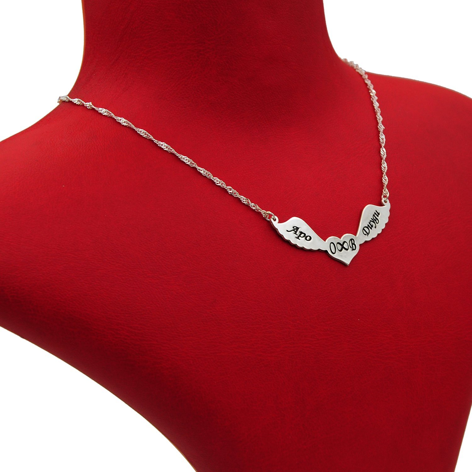 Gümüş Taşsız Melek Kanat Ortası İsimli Kolye