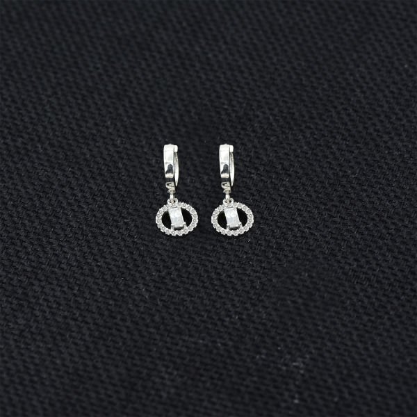 Gümüş Beyaz Taşlı Baget Küpe