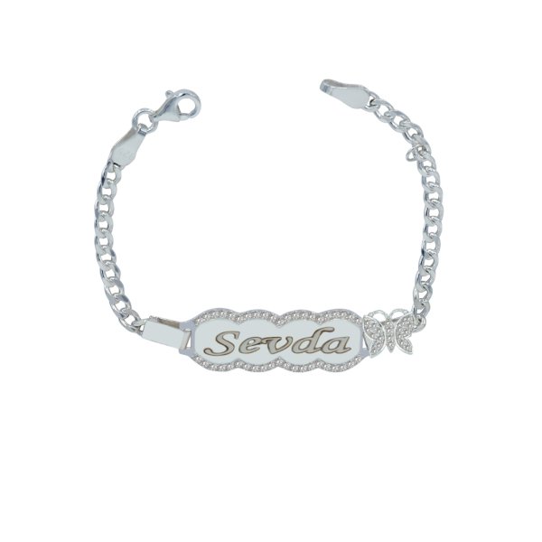 Gümüş Kelebekli Kız Çocuk İsimli Künye