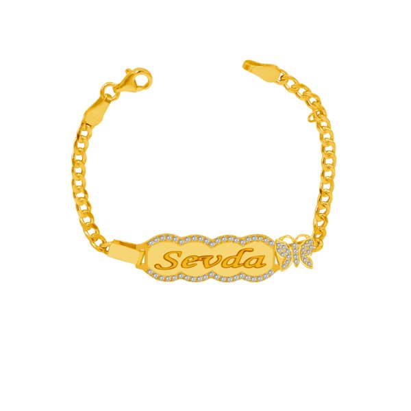 Gümüş Kelebekli Kız Çocuk İsimli Künye