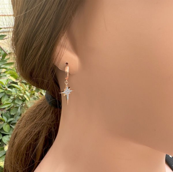 Gümüş Taşlı Kutup Yıldızı Küpe