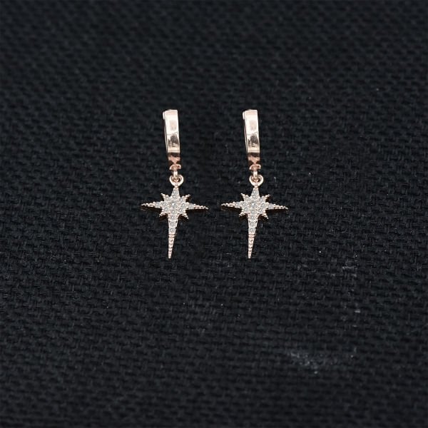 Gümüş Taşlı Kutup Yıldızı Küpe