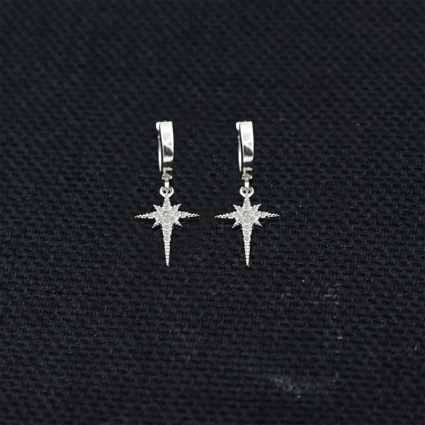 Gümüş Taşlı Kutup Yıldızı Küpe