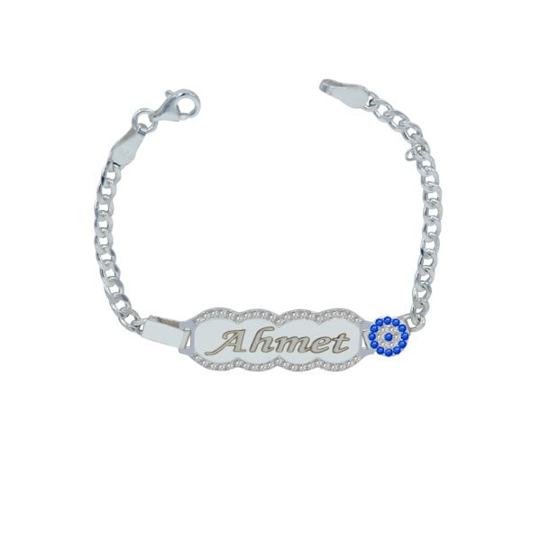 Gümüş Nazar Boncuklu İsimli Bebek Künyesi