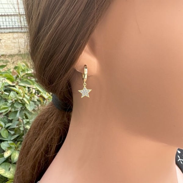 Gümüş Taşlı Minik Yıldız Küpe