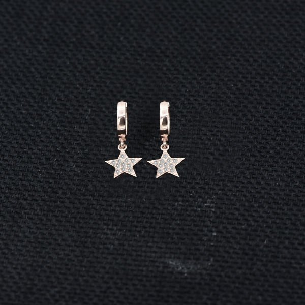 Gümüş Taşlı Minik Yıldız Küpe