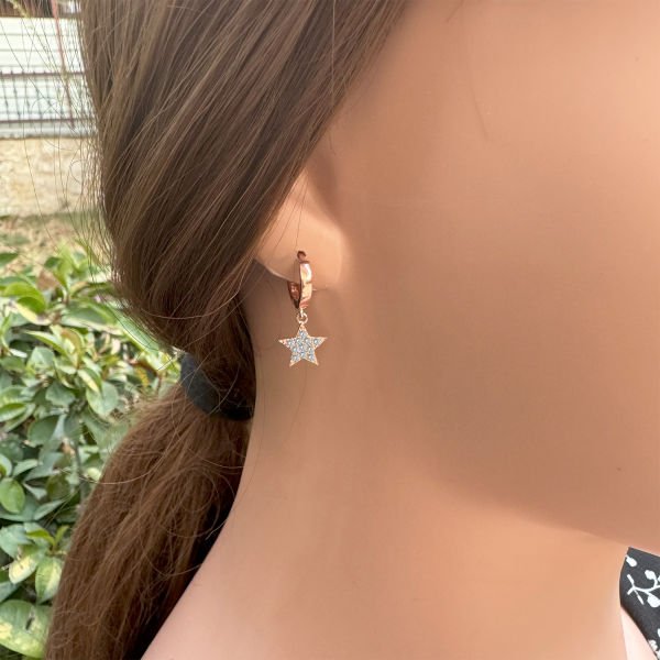 Gümüş Taşlı Minik Yıldız Küpe